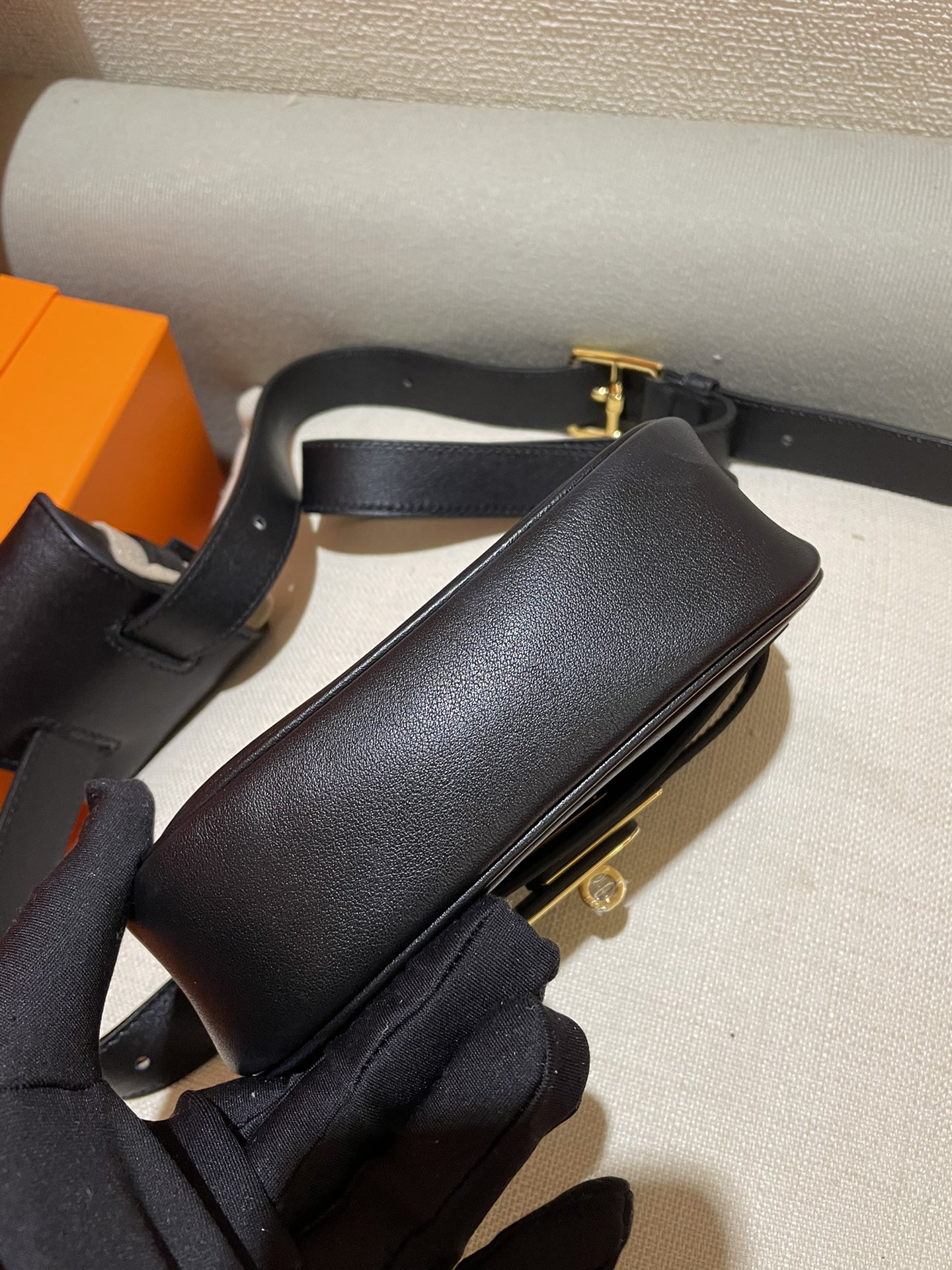 Hermes Kelly Moove Shoulder Bag In Black Swift Leather